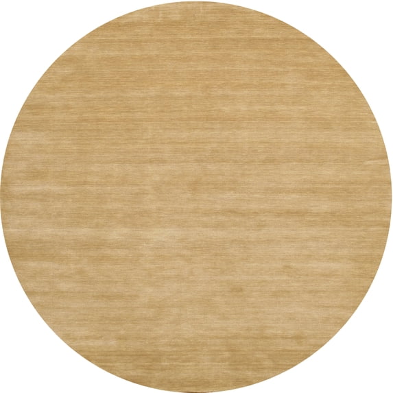 Ahgly Company Machine Washable Indoor Round Contemporary Yellow Area Rugs, 6' Round