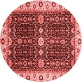 thumbnail image 1 of Ahgly Company Machine Washable Indoor Round Geometric Red Traditional Area Rugs, 7' Round, 1 of 4
