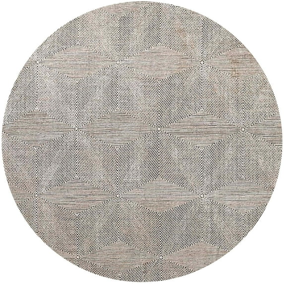 Ahgly Company Machine Washable Indoor Round Industrial Modern Ash White Beige Area Rugs, 6' Round