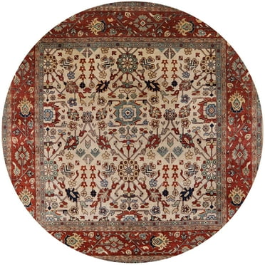 Ahgly Company Machine Washable Indoor Round Industrial Modern Camel Brown Area Rugs, 6' Round