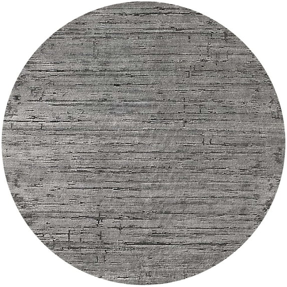 Ahgly Company Machine Washable Indoor Round Industrial Modern Carbon Gray Area Rugs, 7' Round