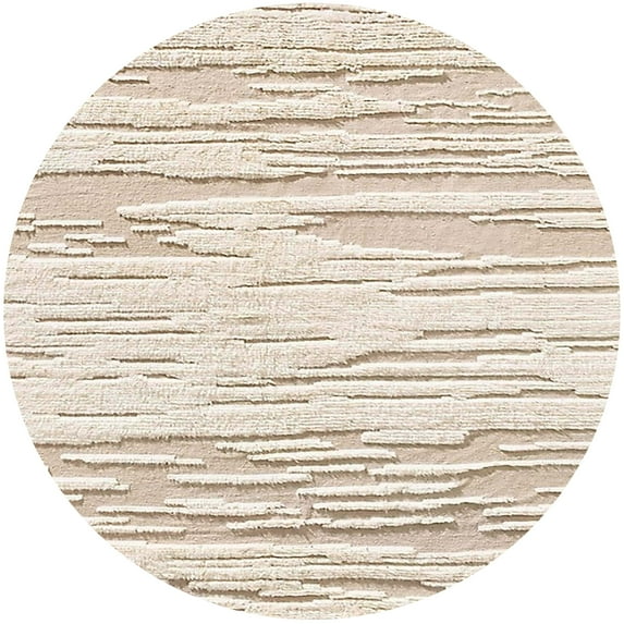 Ahgly Company Machine Washable Indoor Round Industrial Modern Champagne Beige Area Rugs, 8' Round