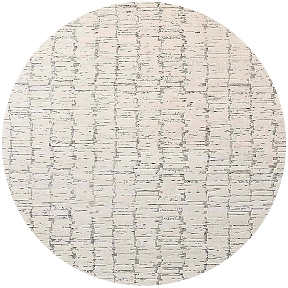 Ahgly Company Machine Washable Indoor Round Industrial Modern Champagne Beige Area Rugs, 8' Round