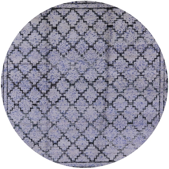 Ahgly Company Machine Washable Indoor Round Industrial Modern Grape Purple Area Rugs, 3' Round