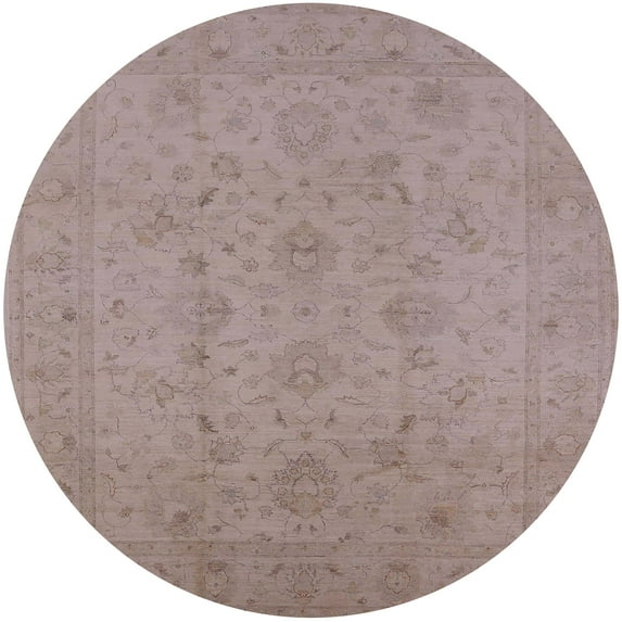 Ahgly Company Machine Washable Indoor Round Industrial Modern Rose Dust Purple Area Rugs, 3' Round