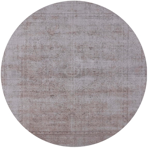 Ahgly Company Machine Washable Indoor Round Industrial Modern Rose Dust Purple Area Rugs, 5' Round