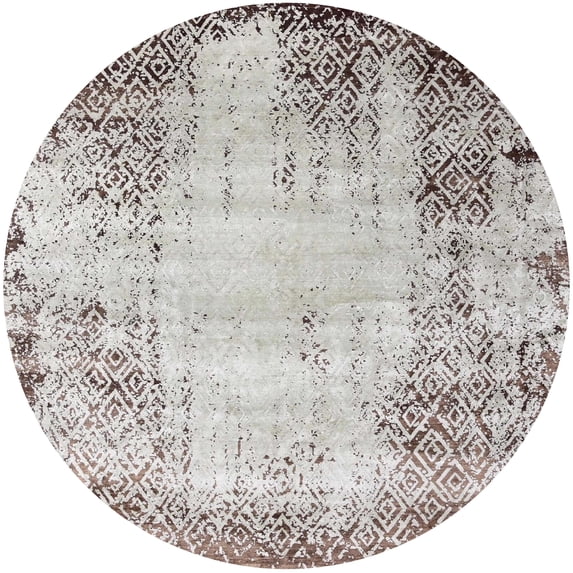 Ahgly Company Machine Washable Indoor Round Industrial Modern Rose Dust Purple Area Rugs, 8' Round