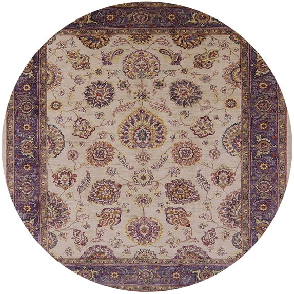 Ahgly Company Machine Washable Indoor Round Industrial Modern Velvet Maroon Purple Area Rugs, 7' Round