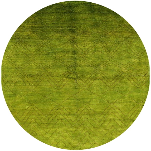 Ahgly Company Machine Washable Indoor Round Industrial Modern Venom Green Area Rugs, 8' Round