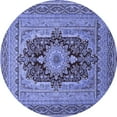 thumbnail image 1 of Ahgly Company Machine Washable Indoor Round Medallion Blue Traditional Area Rugs, 3' Round, 1 of 4