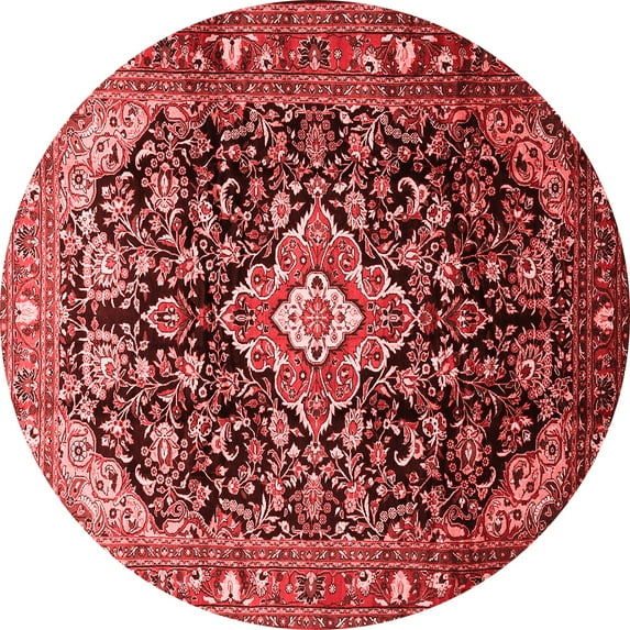 Ahgly Company Machine Washable Indoor Round Medallion Red Traditional Area Rugs, 6' Round