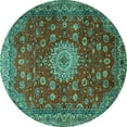 thumbnail image 1 of Ahgly Company Machine Washable Indoor Round Medallion Turquoise Blue Traditional Area Rugs, 6' Round, 1 of 4
