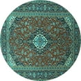 thumbnail image 1 of Ahgly Company Machine Washable Indoor Round Medallion Turquoise Blue Traditional Area Rugs, 7' Round, 1 of 4