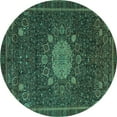 thumbnail image 1 of Ahgly Company Machine Washable Indoor Round Medallion Turquoise Blue Traditional Area Rugs, 7' Round, 1 of 4