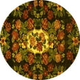 thumbnail image 1 of Ahgly Company Machine Washable Indoor Round Medallion Yellow French Area Rugs, 6' Round, 1 of 4