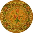 thumbnail image 1 of Ahgly Company Machine Washable Indoor Round Medallion Yellow French Area Rugs, 8' Round, 1 of 4