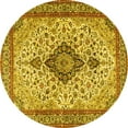 thumbnail image 1 of Ahgly Company Machine Washable Indoor Round Medallion Yellow Traditional Area Rugs, 4' Round, 1 of 4