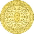 thumbnail image 1 of Ahgly Company Machine Washable Indoor Round Medallion Yellow Traditional Area Rugs, 4' Round, 1 of 4