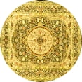 thumbnail image 1 of Ahgly Company Machine Washable Indoor Round Medallion Yellow Traditional Area Rugs, 5' Round, 1 of 4