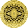 thumbnail image 1 of Ahgly Company Machine Washable Indoor Round Medallion Yellow Traditional Area Rugs, 5' Round, 1 of 4