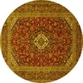 thumbnail image 1 of Ahgly Company Machine Washable Indoor Round Medallion Yellow Traditional Area Rugs, 5' Round, 1 of 4