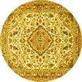 thumbnail image 1 of Ahgly Company Machine Washable Indoor Round Medallion Yellow Traditional Area Rugs, 6' Round, 1 of 4