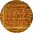 thumbnail image 1 of Ahgly Company Machine Washable Indoor Round Medallion Yellow Traditional Area Rugs, 7' Round, 1 of 4