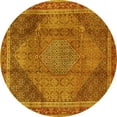 thumbnail image 1 of Ahgly Company Machine Washable Indoor Round Medallion Yellow Traditional Area Rugs, 7' Round, 1 of 4