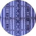 thumbnail image 1 of Ahgly Company Machine Washable Indoor Round Oriental Blue Industrial Area Rugs, 7' Round, 1 of 4
