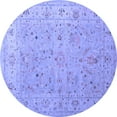 thumbnail image 1 of Ahgly Company Machine Washable Indoor Round Oriental Blue Traditional Area Rugs, 4' Round, 1 of 4