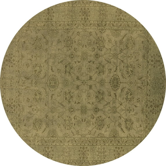 Ahgly Company Machine Washable Indoor Round Oriental Brown Industrial Area Rugs, 5' Round