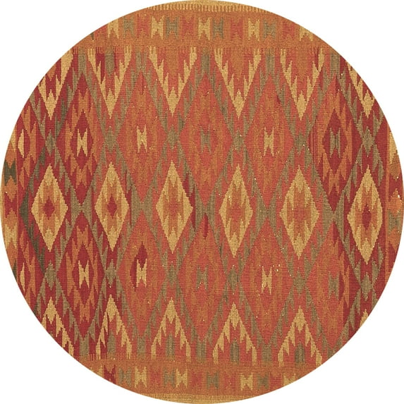 Ahgly Company Machine Washable Indoor Round Oriental Brown Traditional Area Rugs, 7' Round