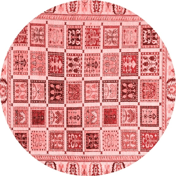 Ahgly Company Machine Washable Indoor Round Oriental Red Modern Area Rugs, 8' Round