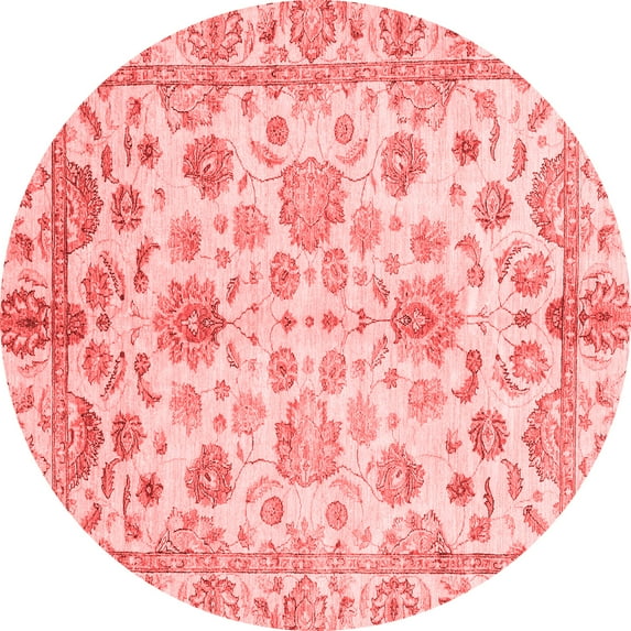 Ahgly Company Machine Washable Indoor Round Oriental Red Traditional Area Rugs, 3' Round