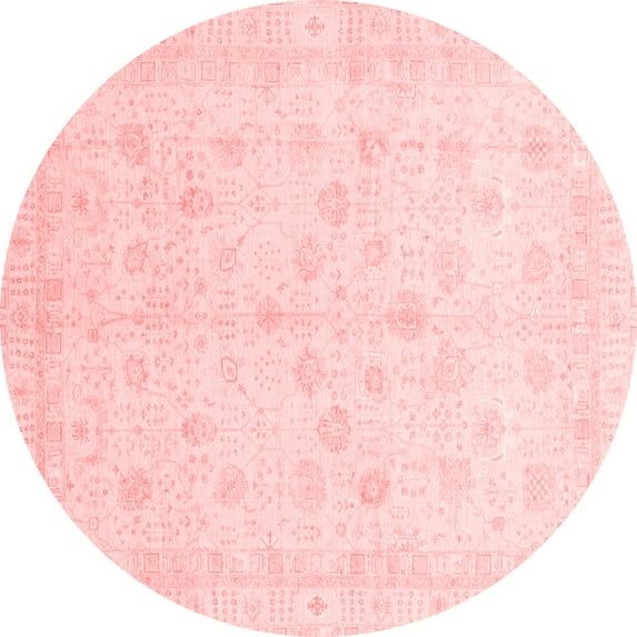 Ahgly Company Machine Washable Indoor Round Oriental Red Traditional Area Rugs, 3' Round