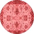 thumbnail image 1 of Ahgly Company Machine Washable Indoor Round Oriental Red Traditional Area Rugs, 4' Round, 1 of 4