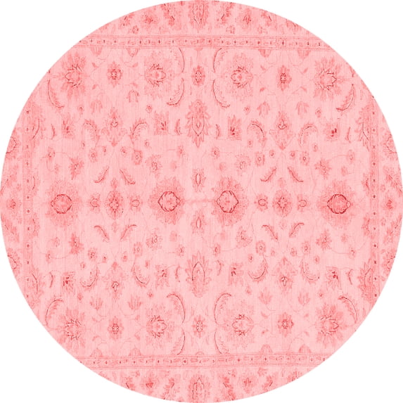 Ahgly Company Machine Washable Indoor Round Oriental Red Traditional Area Rugs, 4' Round