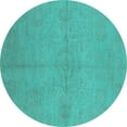 thumbnail image 1 of Ahgly Company Machine Washable Indoor Round Oriental Turquoise Blue Industrial Area Rugs, 8' Round, 1 of 4
