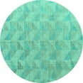 thumbnail image 1 of Ahgly Company Machine Washable Indoor Round Oriental Turquoise Blue Modern Area Rugs, 3' Round, 1 of 4