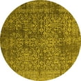 thumbnail image 1 of Ahgly Company Machine Washable Indoor Round Oriental Yellow Industrial Area Rugs, 3' Round, 1 of 4