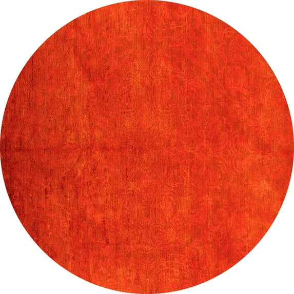 Ahgly Company Machine Washable Indoor Round Oriental Yellow Industrial Area Rugs, 3' Round