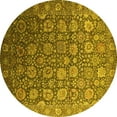 thumbnail image 1 of Ahgly Company Machine Washable Indoor Round Oriental Yellow Industrial Area Rugs, 3' Round, 1 of 4