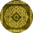 thumbnail image 1 of Ahgly Company Machine Washable Indoor Round Oriental Yellow Industrial Area Rugs, 7' Round, 1 of 4