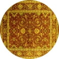 thumbnail image 1 of Ahgly Company Machine Washable Indoor Round Oriental Yellow Industrial Area Rugs, 7' Round, 1 of 4