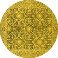 thumbnail image 1 of Ahgly Company Machine Washable Indoor Round Oriental Yellow Industrial Area Rugs, 8' Round, 1 of 4