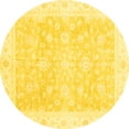 thumbnail image 1 of Ahgly Company Machine Washable Indoor Round Oriental Yellow Traditional Area Rugs, 4' Round, 1 of 4