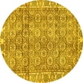 thumbnail image 1 of Ahgly Company Machine Washable Indoor Round Oriental Yellow Traditional Area Rugs, 5' Round, 1 of 4