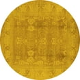 thumbnail image 1 of Ahgly Company Machine Washable Indoor Round Oriental Yellow Traditional Area Rugs, 5' Round, 1 of 4