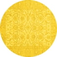 thumbnail image 1 of Ahgly Company Machine Washable Indoor Round Oriental Yellow Traditional Area Rugs, 5' Round, 1 of 4