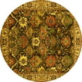 thumbnail image 1 of Ahgly Company Machine Washable Indoor Round Oriental Yellow Traditional Area Rugs, 6' Round, 1 of 4